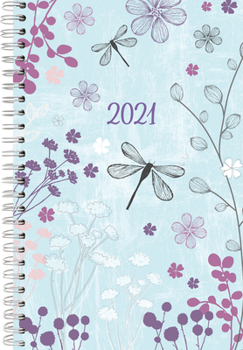 Spiral-bound 2021 Designer Dragonfly 17-Month Weekly Planner Book