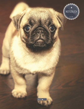 ZMUDACE Notizbuch Blanko: in DIN A4 Softcover | "ZB128 Mops" |156 leere Seiten mit persönlichem Register + Seitenzahlen | Zeichenbuch, Skizzenbuch, ... zum Selbstgestalten (German Edition)