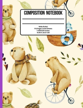 Paperback Composition Notebook Wide Ruled: Bear 110 Pages Book