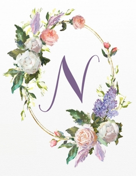 N: White Pink Floral 3-Year Monthly Calendar 2020-2022 (White Pink Floral Alphabet Series - Letter N)
