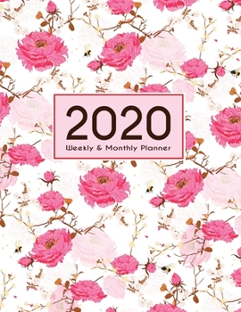 Paperback 2020 Planner Weekly & Monthly 8.5x11 Inch: Bee & Pink Floral One Year Weekly and Monthly Planner + Calendar Views Book