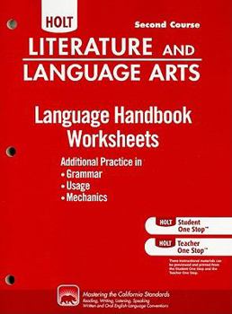 Paperback Holt Literature and Language Arts: Language Handbook Worksheets Grade 8 Book
