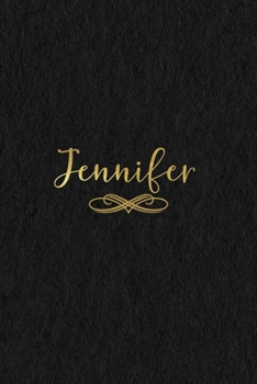 Paperback Jennifer: Personalized Journal to Write In - Black Gold Custom Name Line Notebook Book