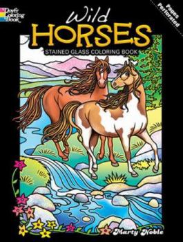 Paperback Wild Horses Stained Glass Coloring Book