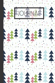 Paperback Journal: Winter Colorful Pine Trees Lined 120 Page Journal (6"x 9") Book