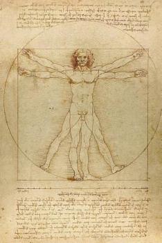 Paperback Leonardo Da Vinci Notebooks - The Vitruvian Man: 120 Graph Paper / Grid Lines Pages - Leonardo Da Vinci's Notebook, Journal, Sketchbook, Diary, Manusc Book