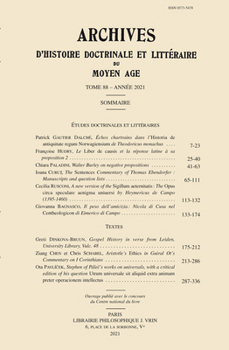 Paperback Archives d'Histoire Litteraire Et Doctrinale Du Moyen Age LXXXVIII - 2021 [French] Book