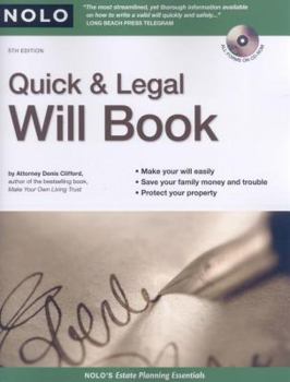 Paperback Quick & Legal Will Book [With CDROM] Book