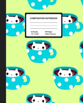 Composition Notebook: Kawaii Cups | Wide Ruled Paper Journal | Blank Lined Workbook for Teens Kids Students Girls, for Home School & Writing Notes