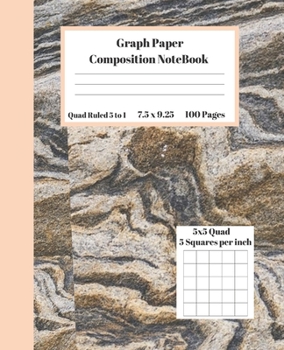 Paperback Graph Composition Notebook 5 Squares per inch 5x5 Quad Ruled 5 to 1 100 Sheets: Cute Texture Brown Stone Marble gift grid squared paper Back To School Book
