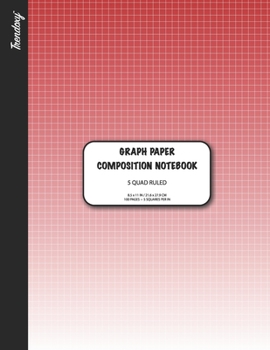 Trendoxy™ - Notebook Graph Paper, Grid Notebook, 5 Quad Ruled (8.5 x 11 IN / 21.6 x 27.9 CM) 100 Pages, 5 Squares Per Inch | Red Gradient Cover Design ... For Math, Journal, Drawing | Style: OTROD