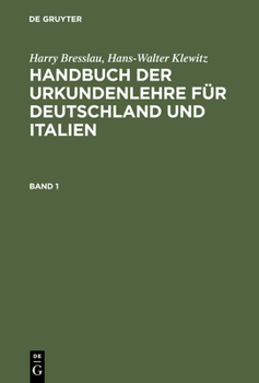 Hardcover Handbuch der Urkundenlehre für Deutschland und Italien. Band 1 [German] Book