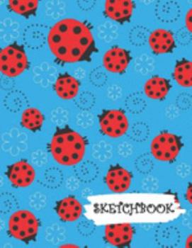 Sketchbook: Ladybug Blue Background Fun Framed Drawing Paper Notebook