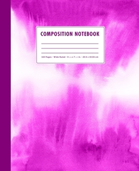 Paperback Composition Notebook: Pink Fuchsia Watercolor Ombre Cover Wide Ruled Book