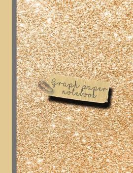 Graph paper notebook: Large sparkle glitter school or academic graph notebook for girls and women - peach glitter