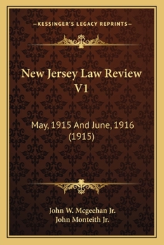 Paperback New Jersey Law Review V1: May, 1915 And June, 1916 (1915) Book