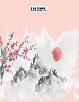 Paperback Notebook: Cherry blossom in japan on pink cover and Lined pages, Extra large (8.5 x 11) inches, 110 pages, White paper Book