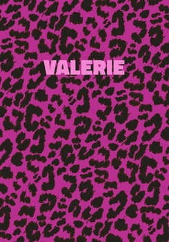 Valerie: Personalized Pink Leopard Print Notebook (Animal Skin Pattern). College Ruled (Lined) Journal for Notes, Diary, Journaling. Wild Cat Theme Design with Cheetah Fur Graphic