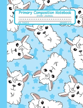 Paperback Primary Composition Notebook Story Journal: Cool Llama Pattern Notebook with Picture Space, Title Lines, Dotted Midlines Handwriting Practice Paper wi Book