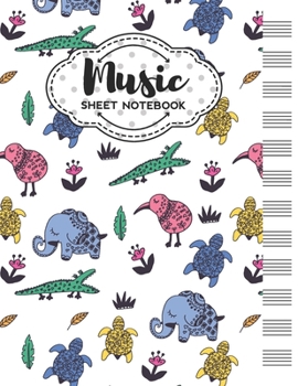 Paperback Music Sheet Notebook: Blank Staff Manuscript Paper with Unique Animals Themed Cover Design Book