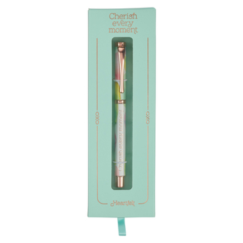 Heartfelt Ballpoint Pen Abstract Sea Glass Cherish Every Moment, Gel Ink Black, .5mm Fine