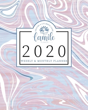 Paperback 2020 Weekly & Monthly Planner: Marbled Suminagashi Jan 1, 2020 - Dec 31, 2020 Large Writing Calendar A Year at A Glance Inspirational Quotes Daily To Book