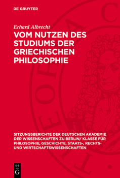 Hardcover Vom Nutzen Des Studiums Der Griechischen Philosophie [German] Book
