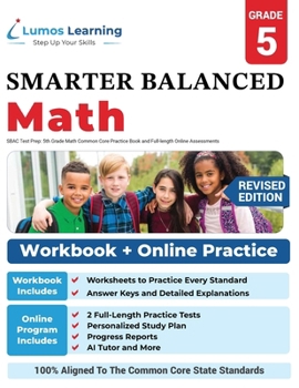 Paperback SBAC Test Prep: 5th Grade Math Common Core Practice Book and Full-length Online Assessments: Smarter Balanced Study Guide With Performance Task (PT) a Book