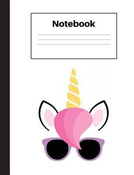 Paperback Notebook: Unicorn Purple Glasses, Wide Rule, Notebook Home Office School Student Teacher Homeschool, 7.4 x 9.7 in, 200 pages for Book