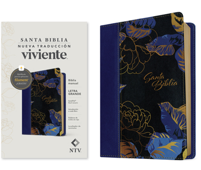 Biblia manual NTV, letra grande con Filament (SentiPiel, Azul oscuro, Letra Roja) (Spanish Edition)