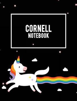 Cornell Notebook: Cute Unicorn Black, Note Taking Notebook, Cornell Note Taking System Book, US Letter 120 Pages Large Size 8.5" x 11" S