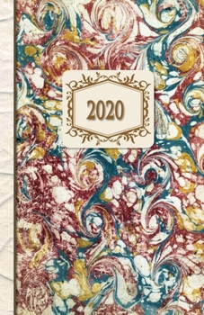 2020 Planner: Marbled | 12 Months Week by Hour to two-pages Diary 150 pages 5.5 x 8.5 with Contacts - Password - Birthday lists (2020 weekly planner organizer diary journal)
