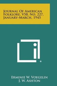 Paperback Journal of American Folklore, V58, No. 227, January-March, 1945 Book