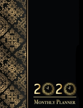 2020 Monthly Planner : Luxury Ornate Black and Gold Cover 12 Month Daily/Weekly/Monthly Planner Calendar Agenda Organizer Gift for Women