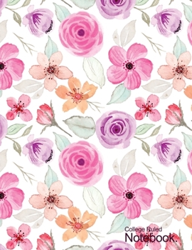 Paperback Simple beautiful Notebook Floral Cover: Cute College Ruled Composition Notebook, Large A4 (8.5" x 11"), 100 Pages Book