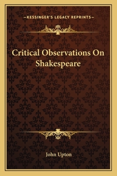 Paperback Critical Observations On Shakespeare Book