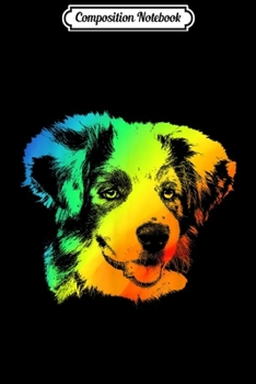Composition Notebook: AUSTRALIAN SHEPHERD Colorful Rainbow Retro  Journal/Notebook Blank Lined Ruled 6x9 100 Pages