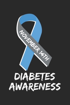 Diabetes Awareness - November 14th: A5 Notizbuch, 120 Seiten gepunktet punktiert, Diabetes Bewusstsein Band Ribbon Weltdiabetestag Diabetiker Diabetikerin