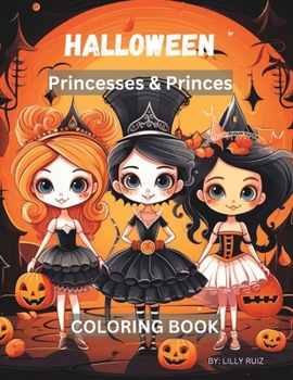 Paperback Halloween Princess and Prince Coloring Book for Kids Book