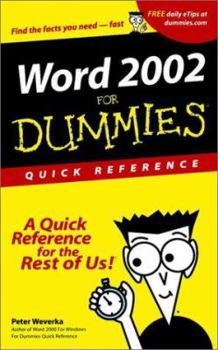 Paperback Word 2002 for Dummies Quick Reference Book