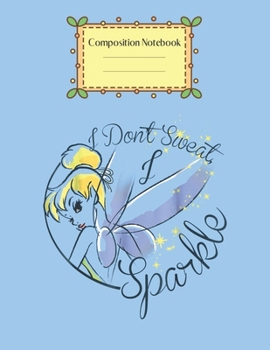 Composition Notebook: Disney Peter Pan Tinkerbell Halloween Sparkle Cute Theme Marble Size Notebook Composition Blank Pages Rule Lined for Girls Teens ... of 8.5x11 for Drawing Sketching Doodling
