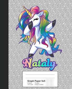 Paperback Graph Paper 5x5: NATALY Unicorn Rainbow Notebook Book