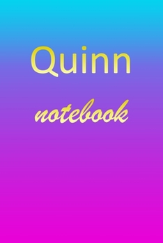 Quinn: Blank Notebook Wide Ruled Lined Paper Notepad Writing Pad Practice Journal Custom Personalized First Name Initial Q Blue Purple Gold Taking Class Notes, Homework, Studying School Homeschool & U