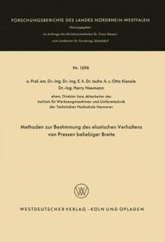 Paperback Methoden Zur Bestimmung Des Elastischen Verhaltens Von Pressen Beliebiger Breite [German] Book