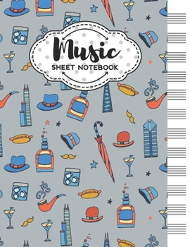 Paperback Music Sheet Notebook: Blank Staff Manuscript Paper with Chicago Themed Cover Design Book