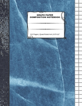 Graph Paper Composition Notebook: 110 Pages | Quad Ruled 4x4 | 8.5" x 11": Marble Large Notebook with Grid Paper | Math Notebook For Students