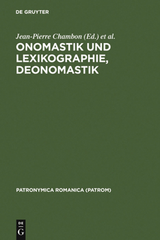 Hardcover Onomastik und Lexikographie, Deonomastik [French] Book