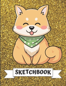 Sketchbook: Cute Little Shiba Inu Puppy Dog Cover Design with Glitter Printed Notebook and Journal. Perfect Doodling, Sketching and Writing Book for Kids and Adult of All Ages.