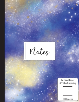 Notes: Low Vision Notebook | 0.75 Inch LV Ruled Paper | Full Size Bold Large Print Lined | Page Numbers | Colonial White Blue Cover