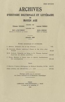 Paperback Archives d'Histoire Litteraire Et Doctrinale Du Moyen-Age LVI - 1989 [French] Book